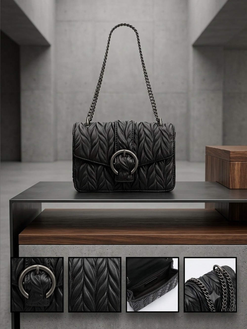 Zara Rocker crossbody bag Color Black